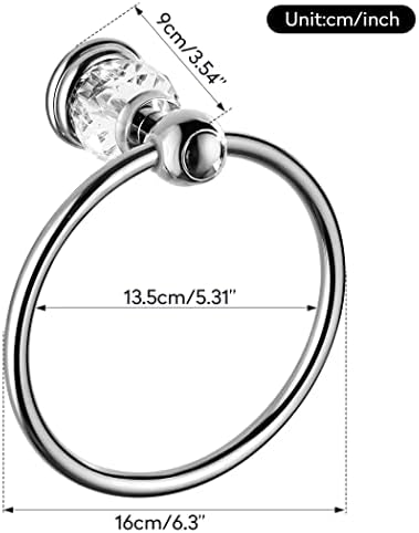 WinMt Essential Chrome Towel Ring Crystal Towel Holder Silver Bath Towel Rack