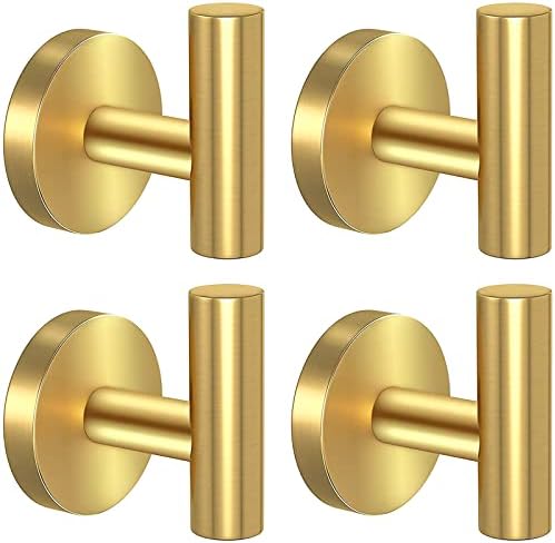 Stainless Steel Gold Towel Hooks 4-Pack Bathroom Home Use