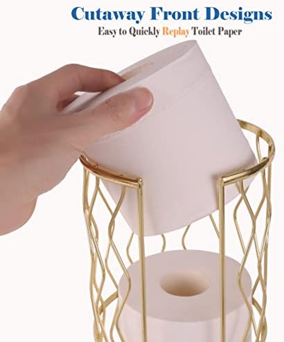 MegierFunctional Metal Standing Toilet Paper Holder for 3 Rolls Compact Rust-Resistant
