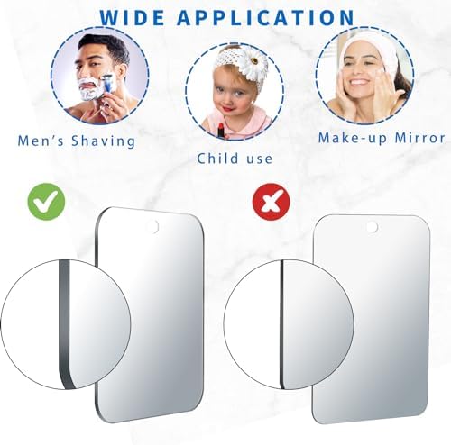 Unbreakable 8x6 inch acrylic shower mirror for shaving