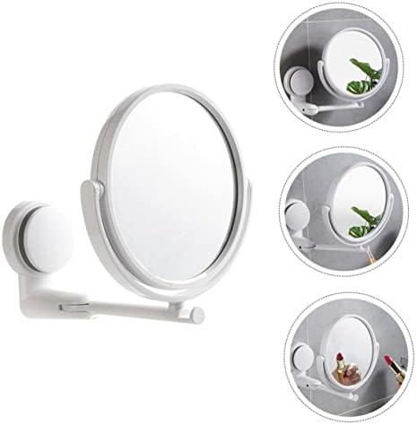 FOYTOKI Compact Wall-Mounted Makeup Mirror with Suction Cup ABS White