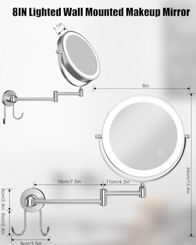 TOLOYE Wall Mounted Makeup Mirror