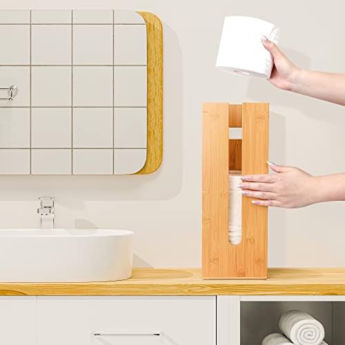 Bamboo Toilet Paper Holder - 3 Roll Organizer Stand
