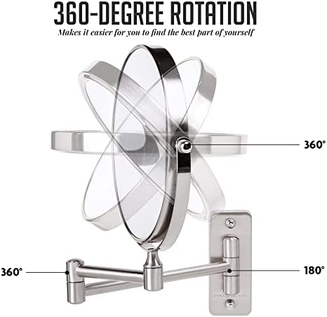 7 Magnetic Vanity Mirror 7X Magnifying 360 Swivel Nickel Finished