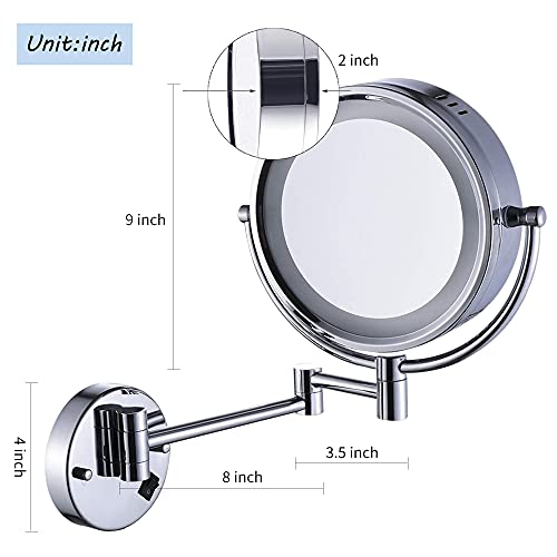 Cavoli - Wall Mounted Makeup Mirror 10x Magnification Chrome Finish