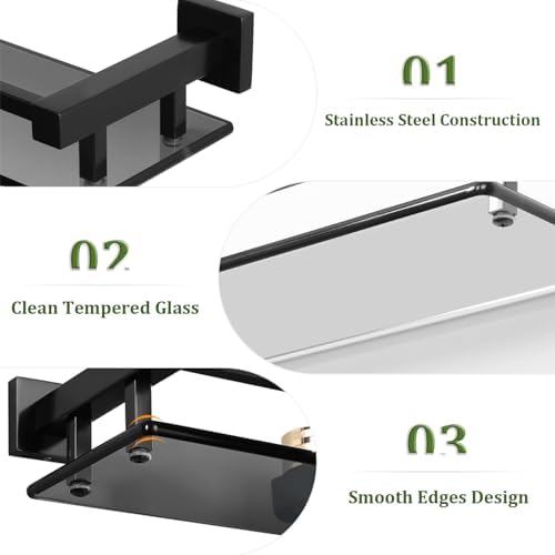 Contemporary Floating Glass Shelf for Bathrooms Living Spaces