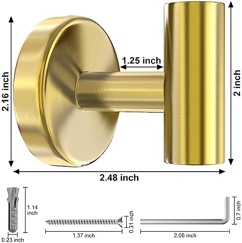 Stainless Steel Gold Towel Hooks 4-Pack Bathroom Home Use