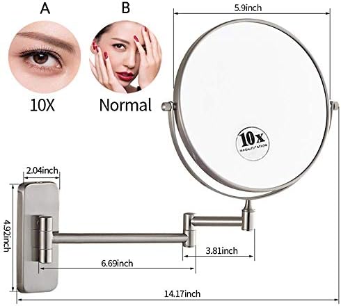 Makeup Mirror Wall-Mounted Adjustable Extendable Swivel Makeup Mirror
