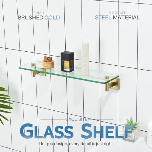 Sturdy 20 Wall Shelf Tempered Glass Bathroom Storage
