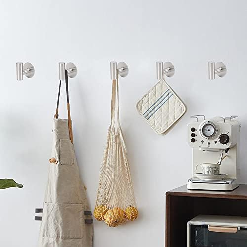TocTen Bath Towel Hook 3 Pack Brushed Nickel No Drilling