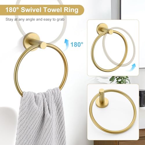 TQKAG Brushed Gold 6-Piece Bathroom Hardware Set