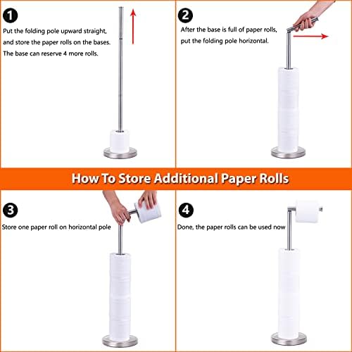 Toilet Paper Holder Stand - 4 Rolls Stainless Steel Brushed Nickel