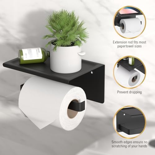 HITSLAM Wall-Mount Toilet Paper Holder with Phone Shelf Rust-Resistant