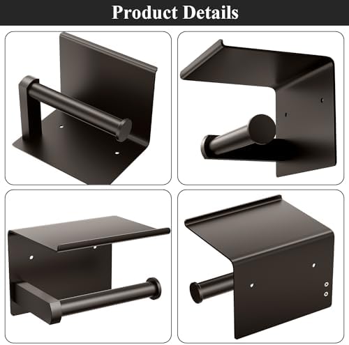 Stylish Bronze Toilet Paper Holder with Phone Shelf Towel Hooks