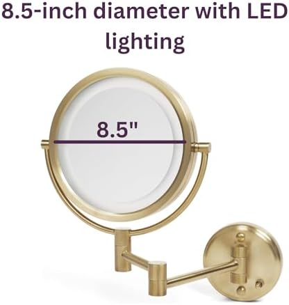 JERDON Wall-Mounted Makeup Mirror with Halogens