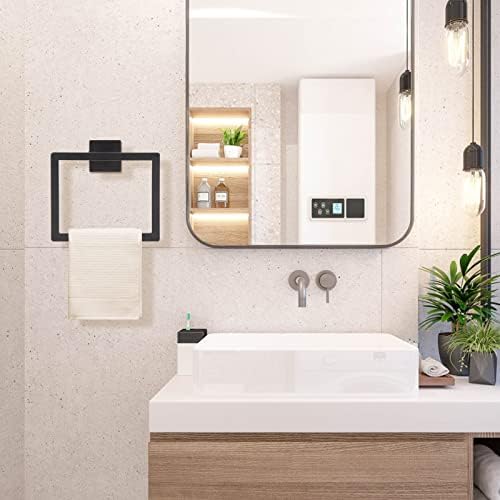 Matte Black Square Towel Holder