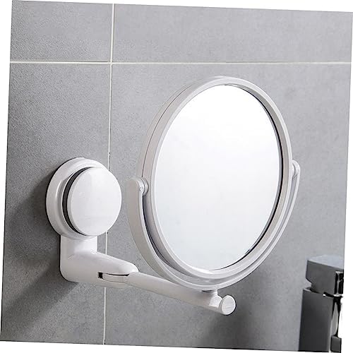 FOYTOKI Compact Wall-Mounted Makeup Mirror with Suction Cup ABS White
