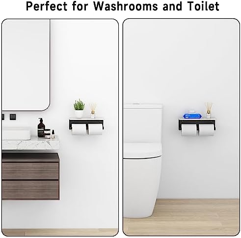Double Toilet Paper Holder with Shelf for Bathroom