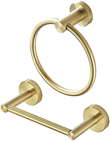 WEIKO Gold Toilet Paper Holder Towel Ring 2pc