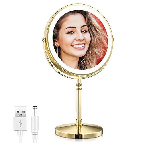 Rechargeable 8 Makeup Mirror with LED Lights and Touch Sensor