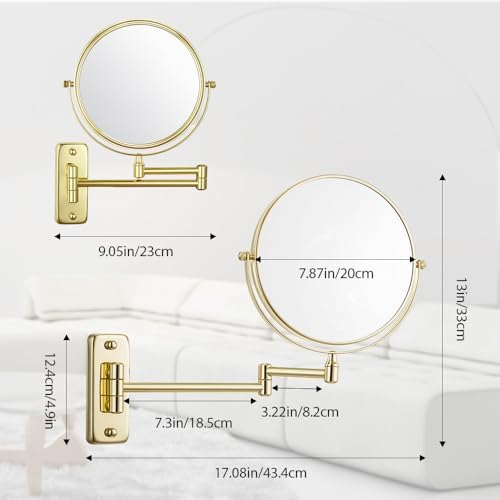 Double-Sided 8-inch 5X Magnification Wall-Mount Mirror