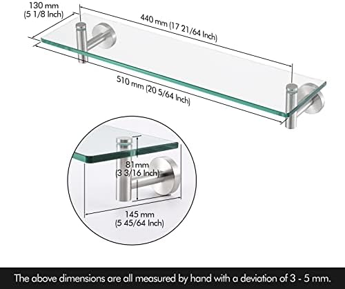 KES Tempered Glass Shelf for Bathroom - Rustproof Safe