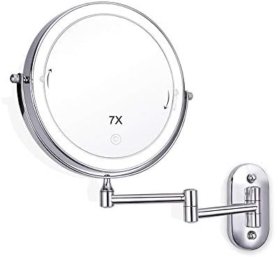 Zadiko 8-Inch Double-Sided Makeup Mirror with Lights and Rotation
