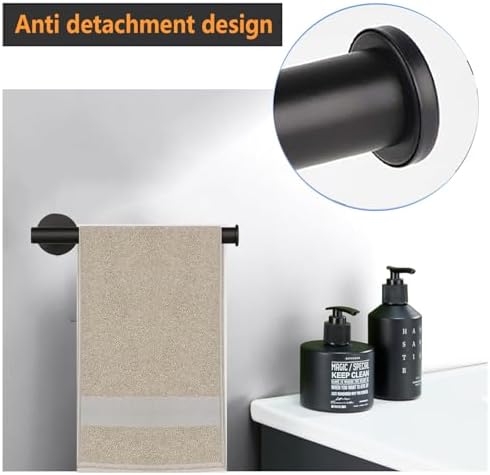 Thick Stainless Steel Hand Towel Holder Modern Design Matte Black