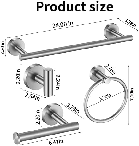 Bathroom Hardware Set 24 Inch Towel Bar 10-Piece Set