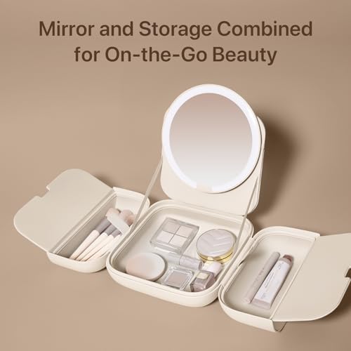 Portable 3D Makeup Mirror with Built-In Lights Bag