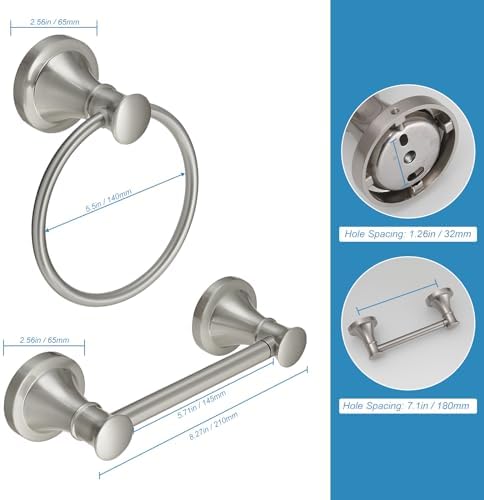 RUMOSE 2-Piece Toilet Paper Towel Holder Set Brushed Nickel Rust-Resistant