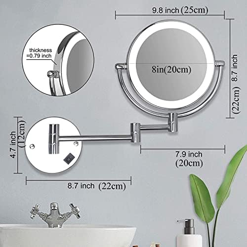 DEIHGE Wall Mounted Makeup Mirror 8-Inch Double Sided