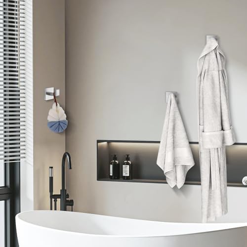 Modern Stainless Steel Towel Hooks for Bathrooms Heavy Duty 4-Pack