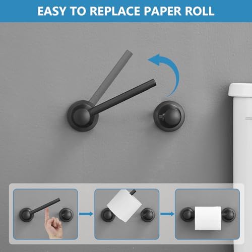 RUMOSE 2-Pack Toilet Paper Holder Towel Ring Matte Black Flexible Balance