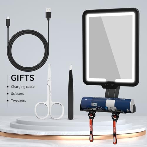 Lighted Folding Anti-Fog Shaver Mirror