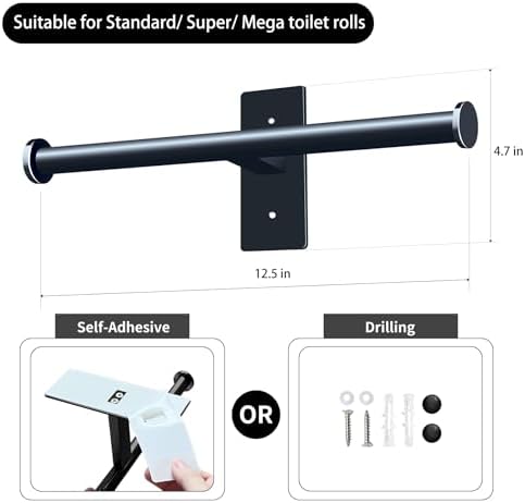 Double Roll Toilet Paper Holder Black Stainless Steel