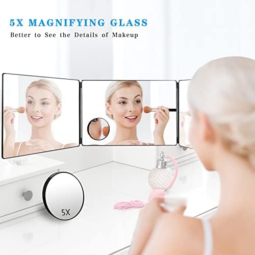 JANMPASK Travel-Friendly Self-Hair Cutting Mirror with 10x Magnification Black