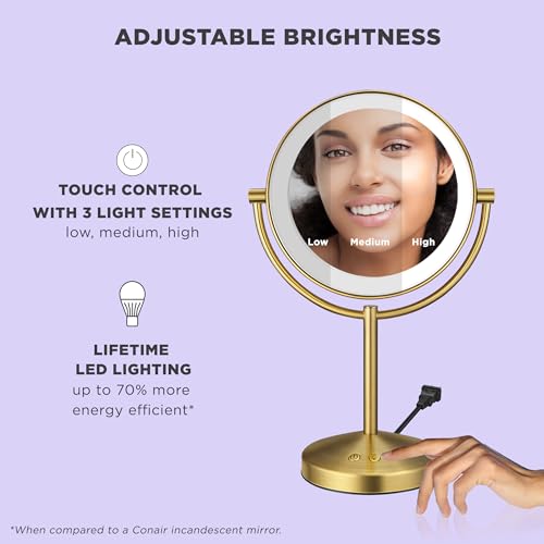 Conair Lighted Makeup Mirror Corded Brushed Brass