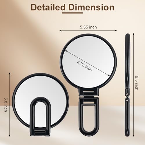 BOOMIBOO 10X Magnifying Handheld Mirror with Dual-Sided Design