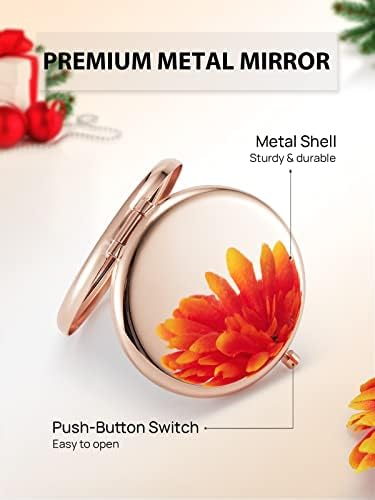 Getinbulk Compact Rose Gold Double-Sided Makeup Mirror 2X Magnifying