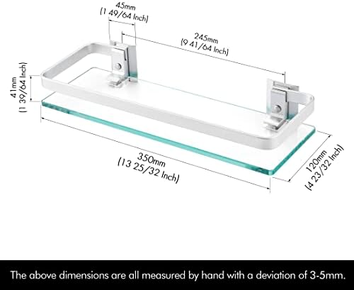 Sturdy Aluminum Glass Shelves for Bathroom 8MM Thick Space Saving 2-Pack