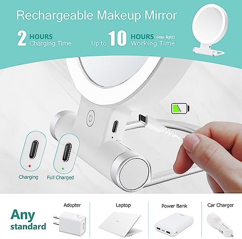 Travel Makeup Mirror with LED Lighting and Magnifying Feature