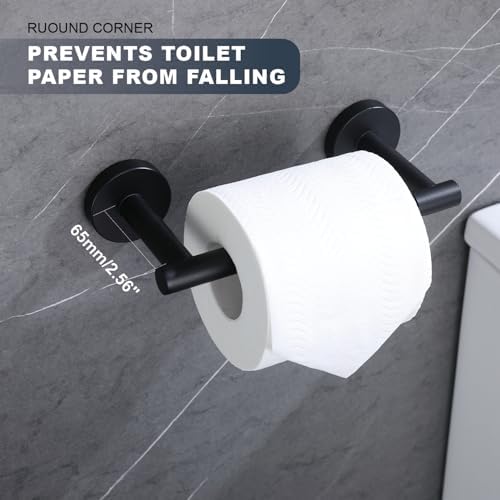 Sturdy Black Toilet Paper Holder for Improved Space Utilization
