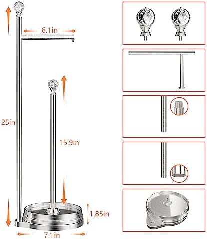 Elegant Toilet Paper Holder with Crystal Ball