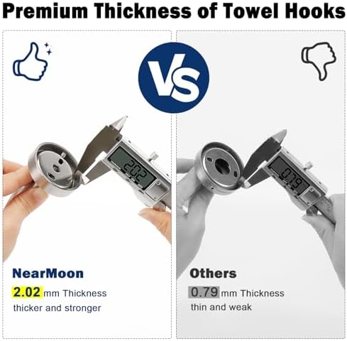NearMoon Premium Stainless Steel Bath Towel Hook 4-Pack
