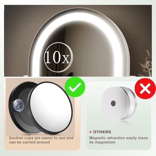 Gvnkvn Lighted Makeup Mirror with 360 Rotation and 10X Magnification