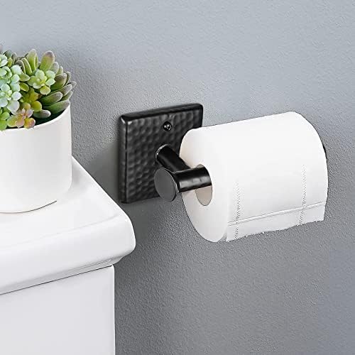 Hand-Hammered Metal Toilet Paper Holder Dispenser Matte Black