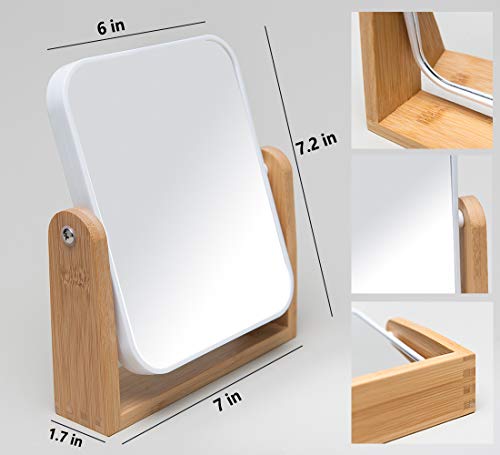 2X Vanity Magnifying Mirror with Bamboo Stand