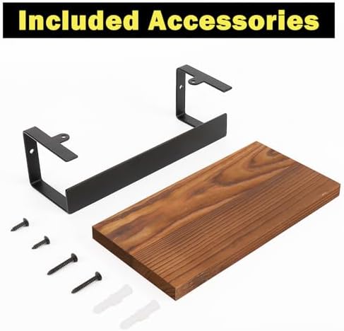 Winmien Exotic Wood Towel Holder with Wall-Mounted Shelf for Bathroom
