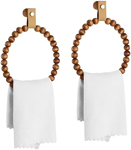 Vesici BohoFarmhouse Towel Rack Set - Rustic Bohemian Bathroom Kitchen Decor